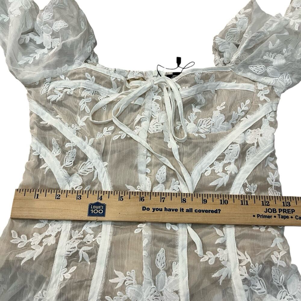 NEW Pretty Little Thing Floral Embroidered Romper Size 2/4 White Coquette Bridal - Picture 8 of 10